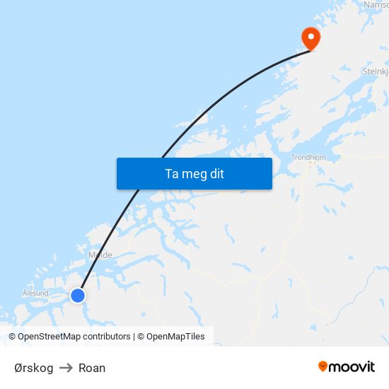 Ørskog to Roan map