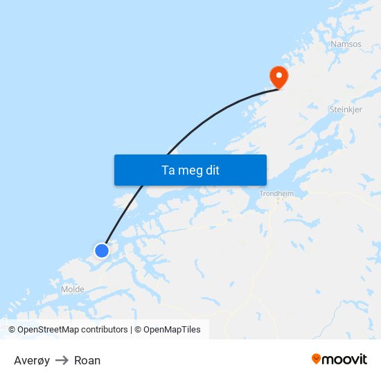 Averøy to Roan map