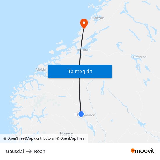 Gausdal to Roan map