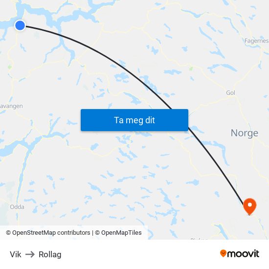 Vik to Rollag map