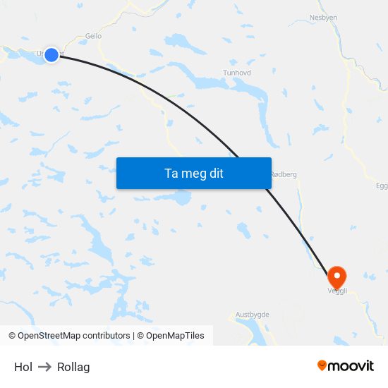 Hol to Rollag map