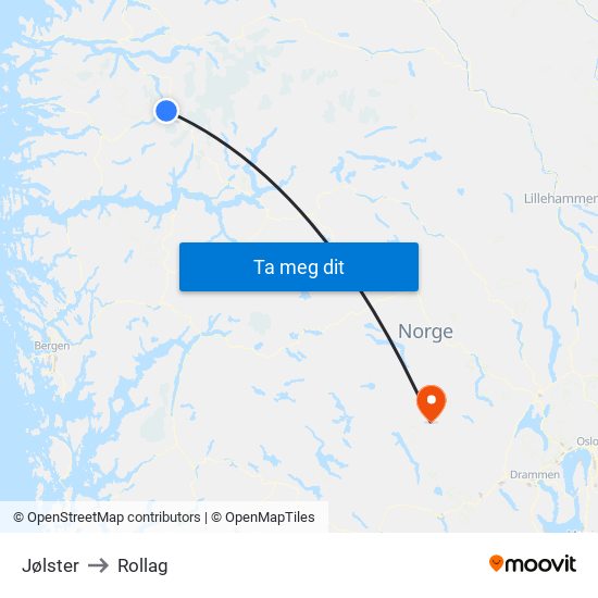 Jølster to Rollag map