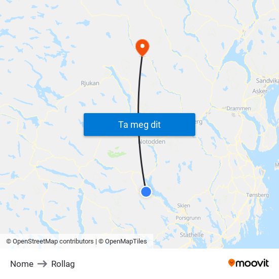 Nome to Rollag map