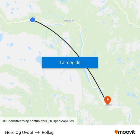 Nore Og Uvdal to Rollag map