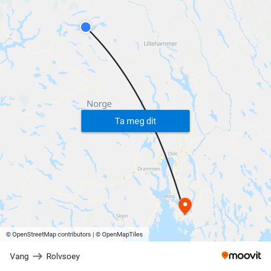 Vang to Rolvsoey map
