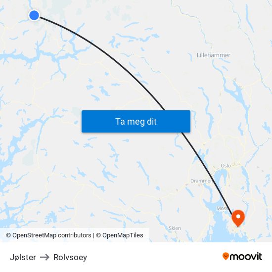 Jølster to Rolvsoey map