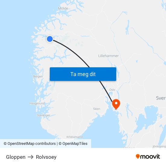 Gloppen to Rolvsoey map