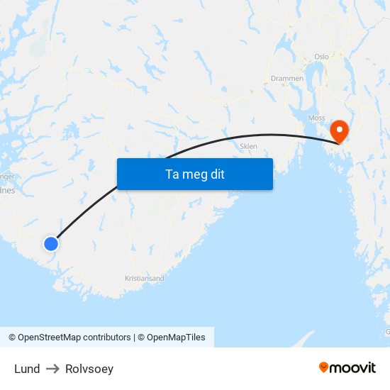 Lund to Rolvsoey map
