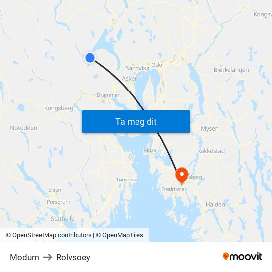 Modum to Rolvsoey map
