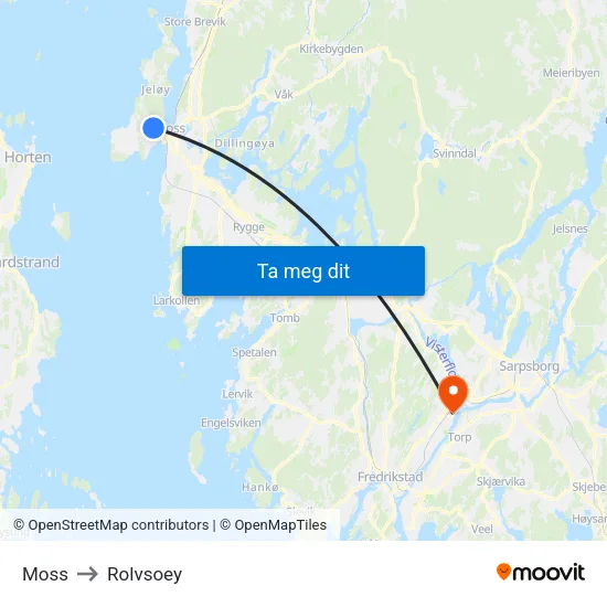 Moss to Rolvsoey map