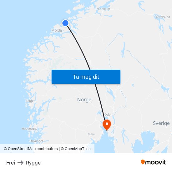 Frei to Rygge map