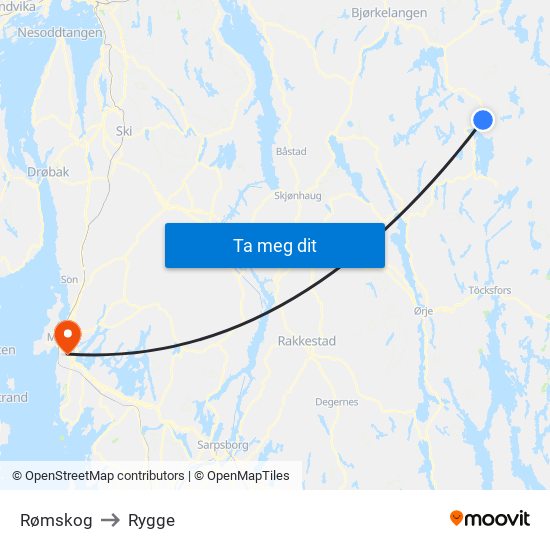 Rømskog to Rygge map