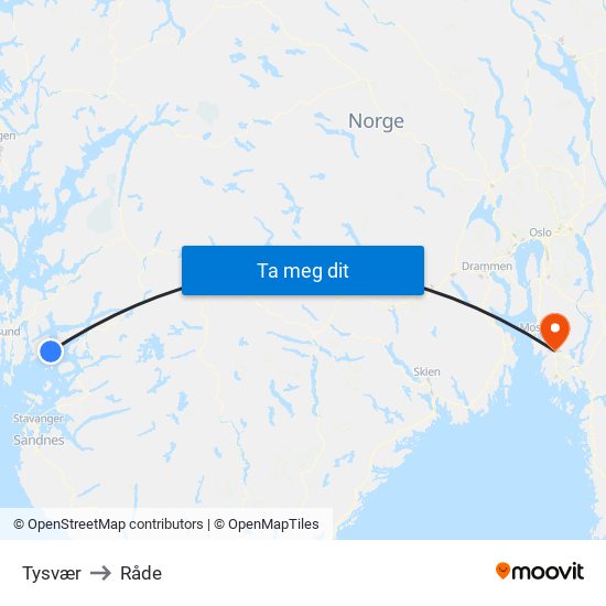 Tysvær to Råde map