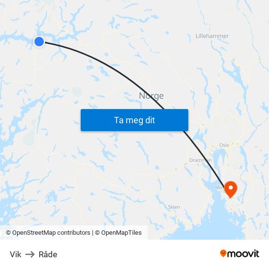 Vik to Råde map