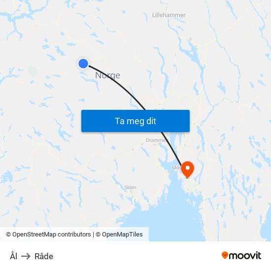 Ål to Råde map