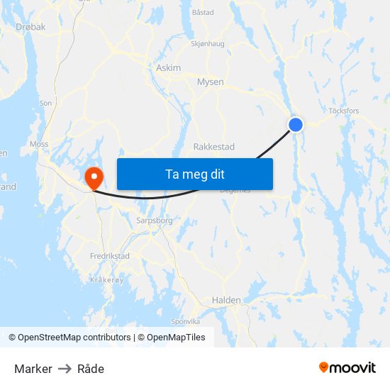 Marker to Råde map