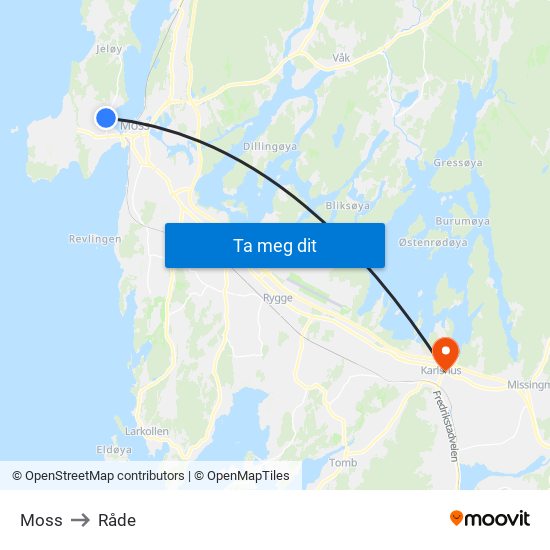 Moss to Råde map