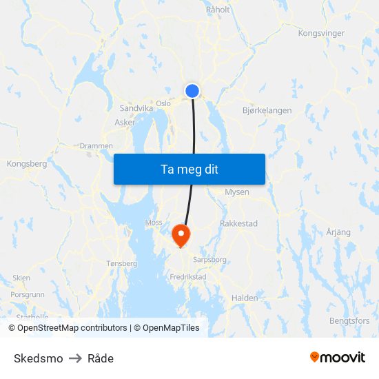 Skedsmo to Råde map