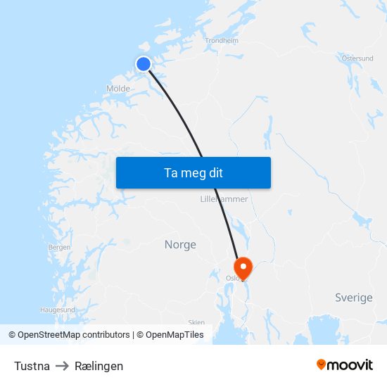 Tustna to Rælingen map