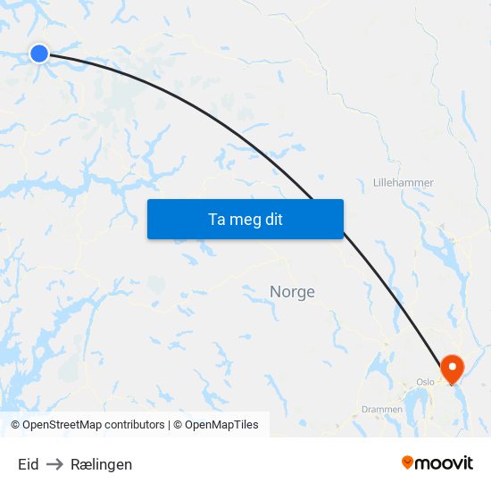 Eid to Rælingen map