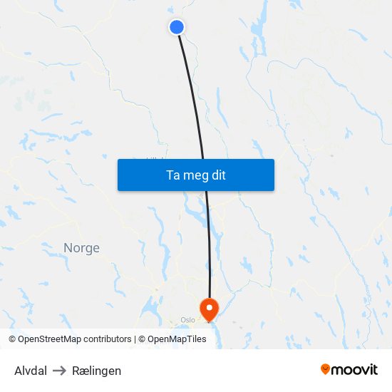 Alvdal to Rælingen map