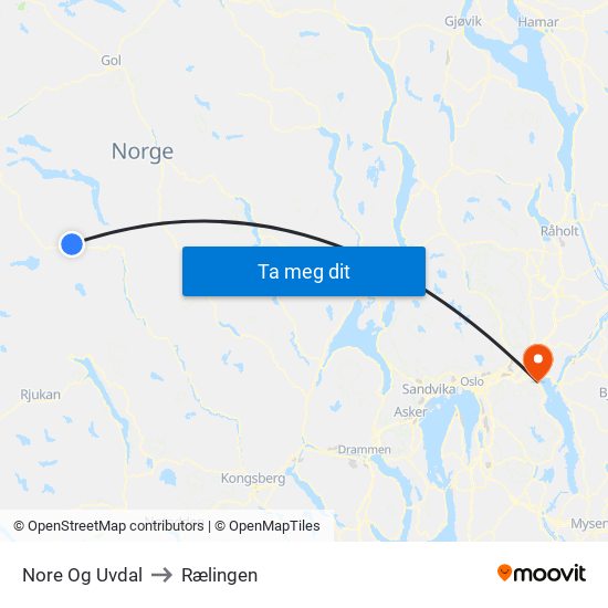 Nore Og Uvdal to Rælingen map