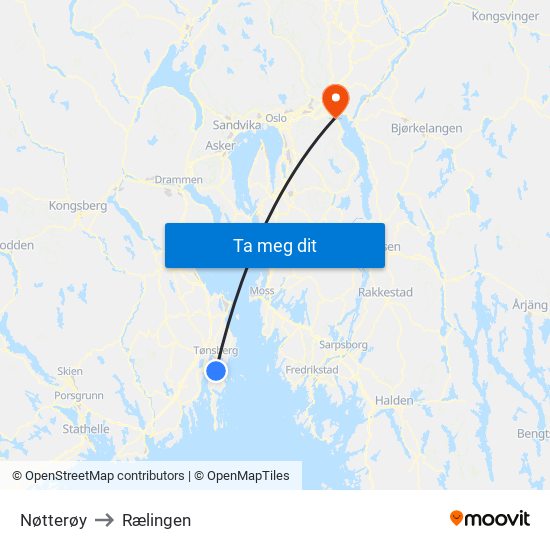 Nøtterøy to Rælingen map