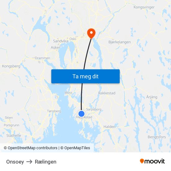 Onsoey to Rælingen map