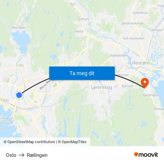 Oslo to Rælingen map