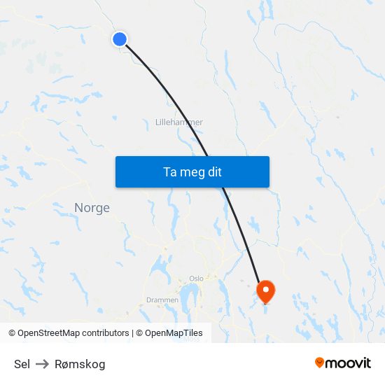 Sel to Rømskog map