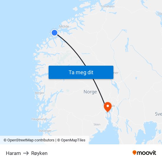 Haram to Røyken map