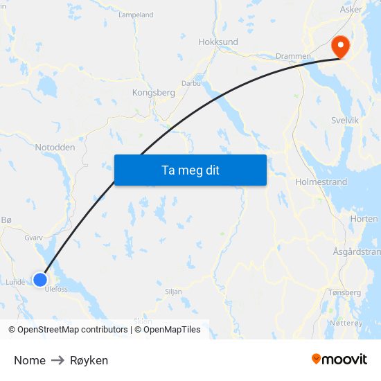 Nome to Røyken map