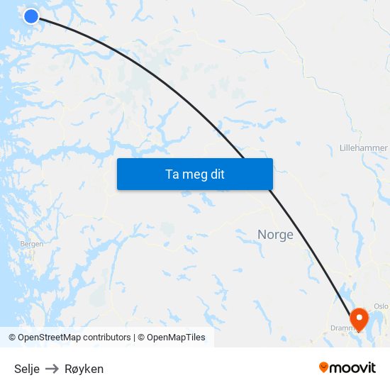 Selje to Røyken map