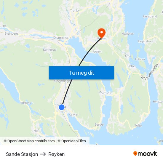 Sande Stasjon to Røyken map