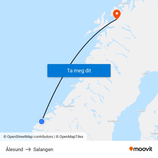 Ålesund to Salangen map