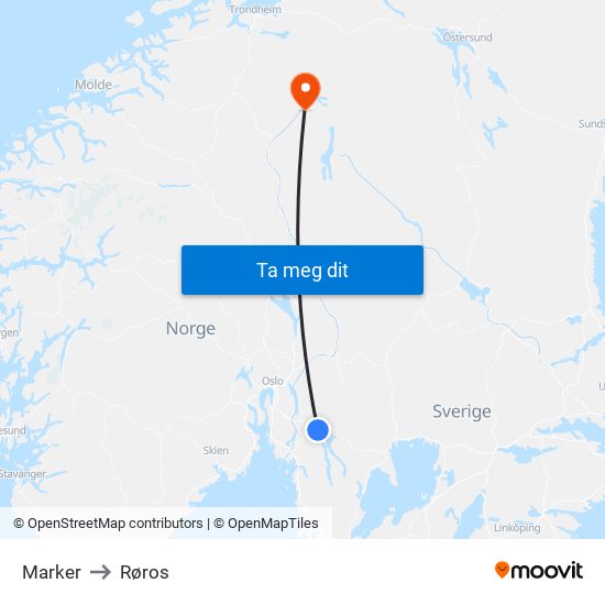 Marker to Røros map