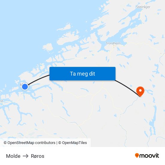Molde to Røros map