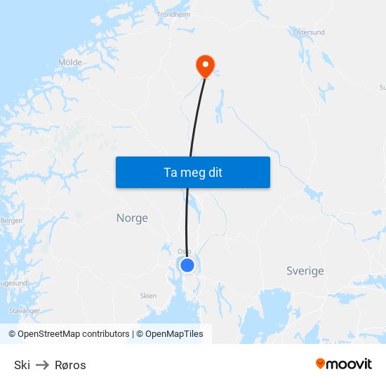 Ski to Røros map