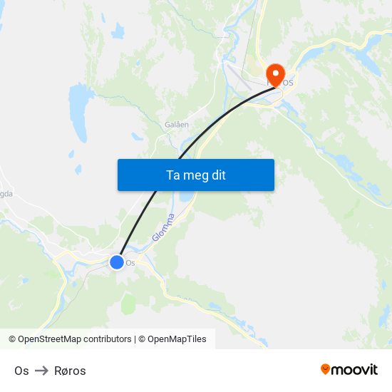 Os to Røros map