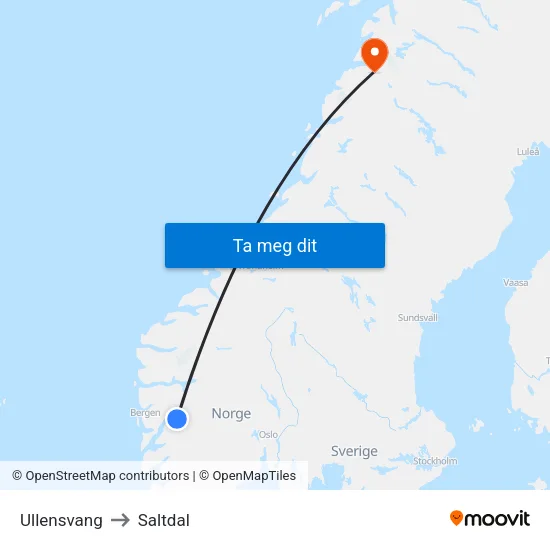 Ullensvang to Saltdal map