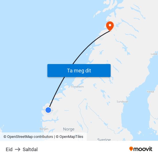 Eid to Saltdal map