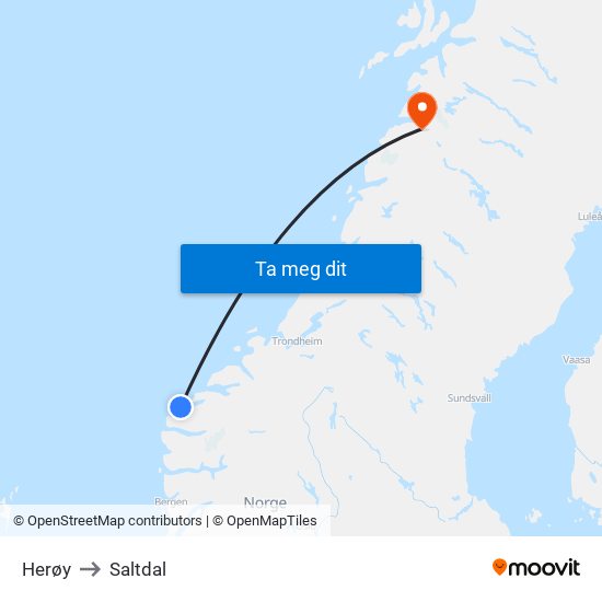 Herøy to Saltdal map