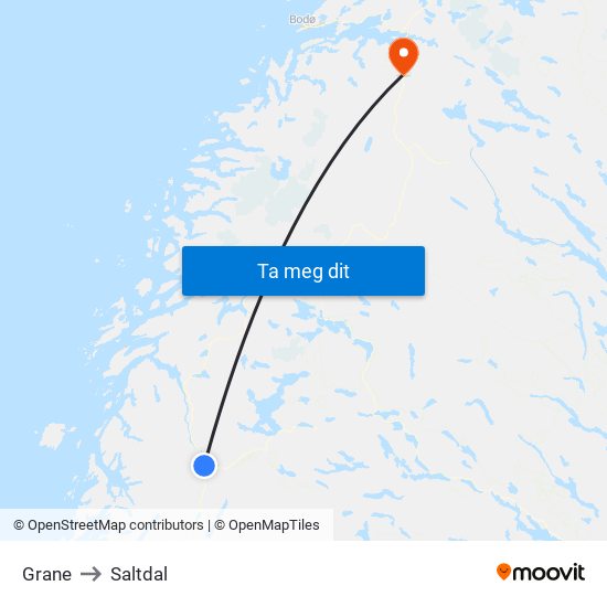 Grane to Saltdal map