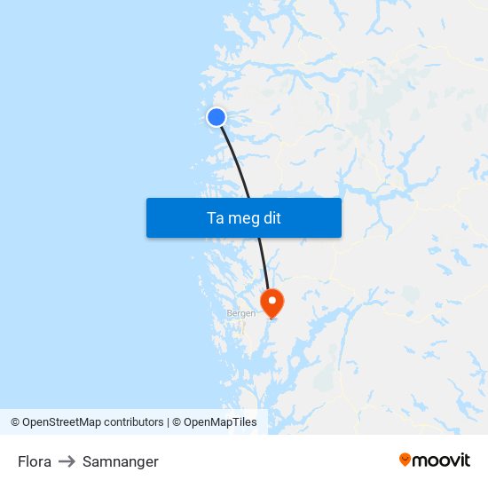 Flora to Samnanger map