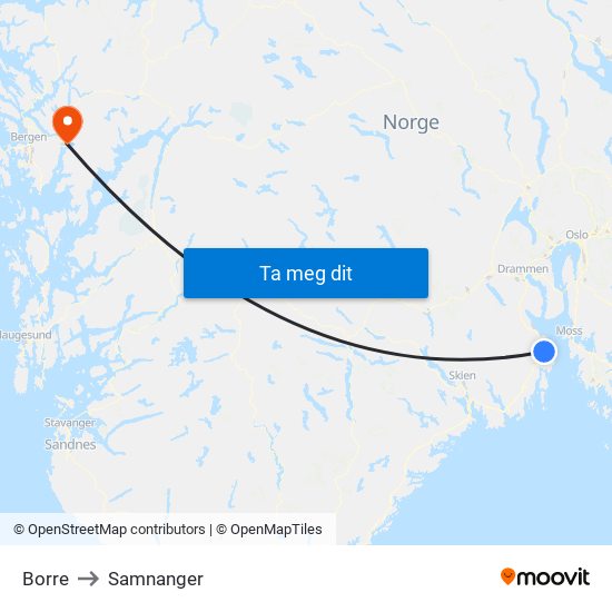 Borre to Samnanger map