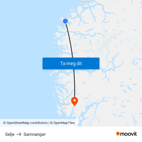 Selje to Samnanger map