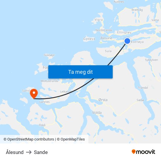 Ålesund to Sande map