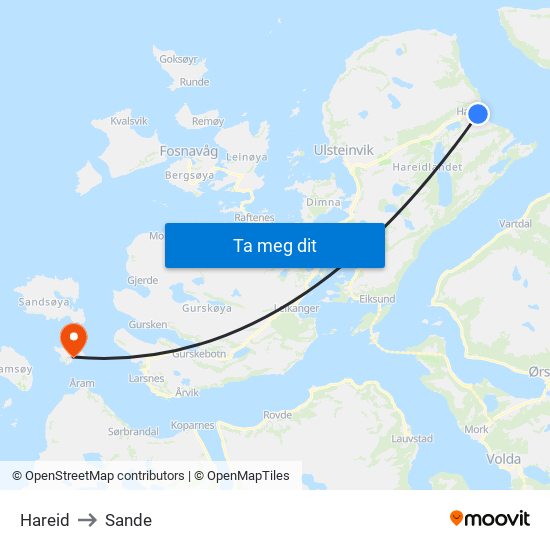 Hareid to Sande map
