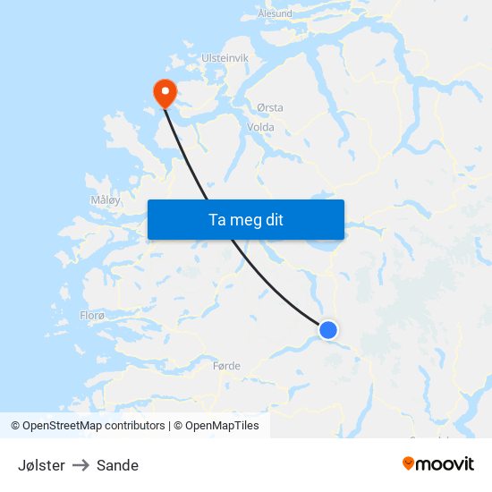 Jølster to Sande map