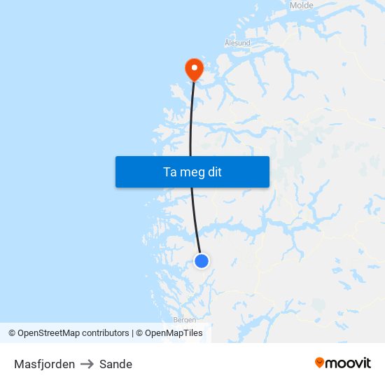 Masfjorden to Masfjorden map